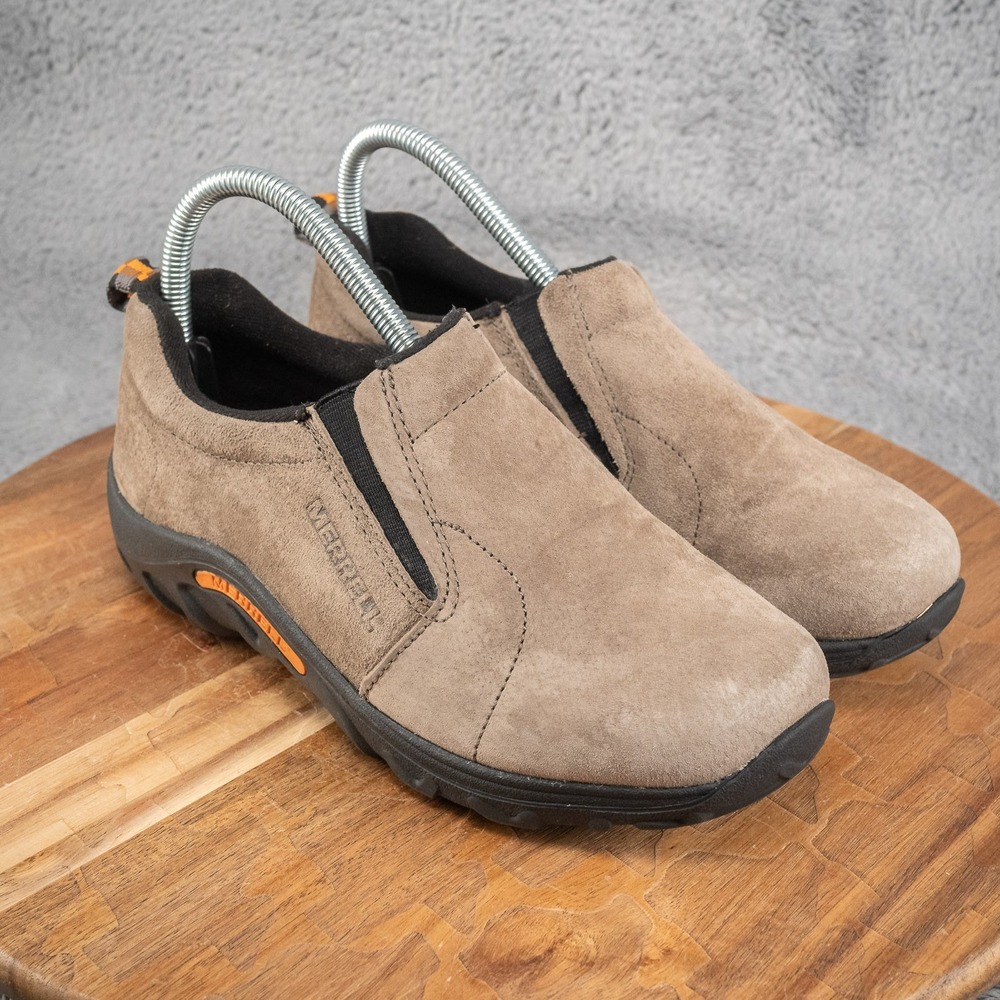 Merrell Youth Jungle Moc Shoes Kids 5 M Tan Suede Hiking Slip-on